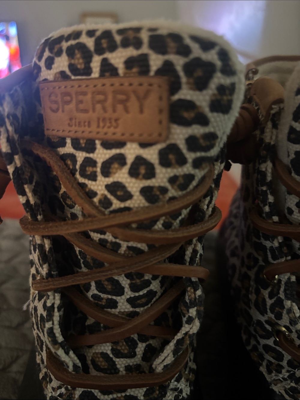 Sperry Leopard-Print & Black Women's Duck Boots with Brown Accents - Picture 3 of 6